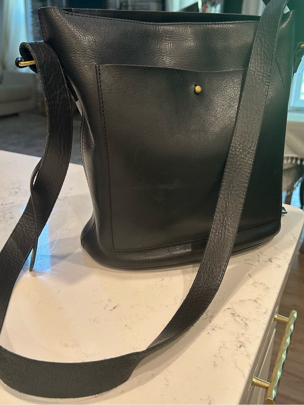 Madewell Vintage Classic Black Leather Crossbody Shoulder Bag